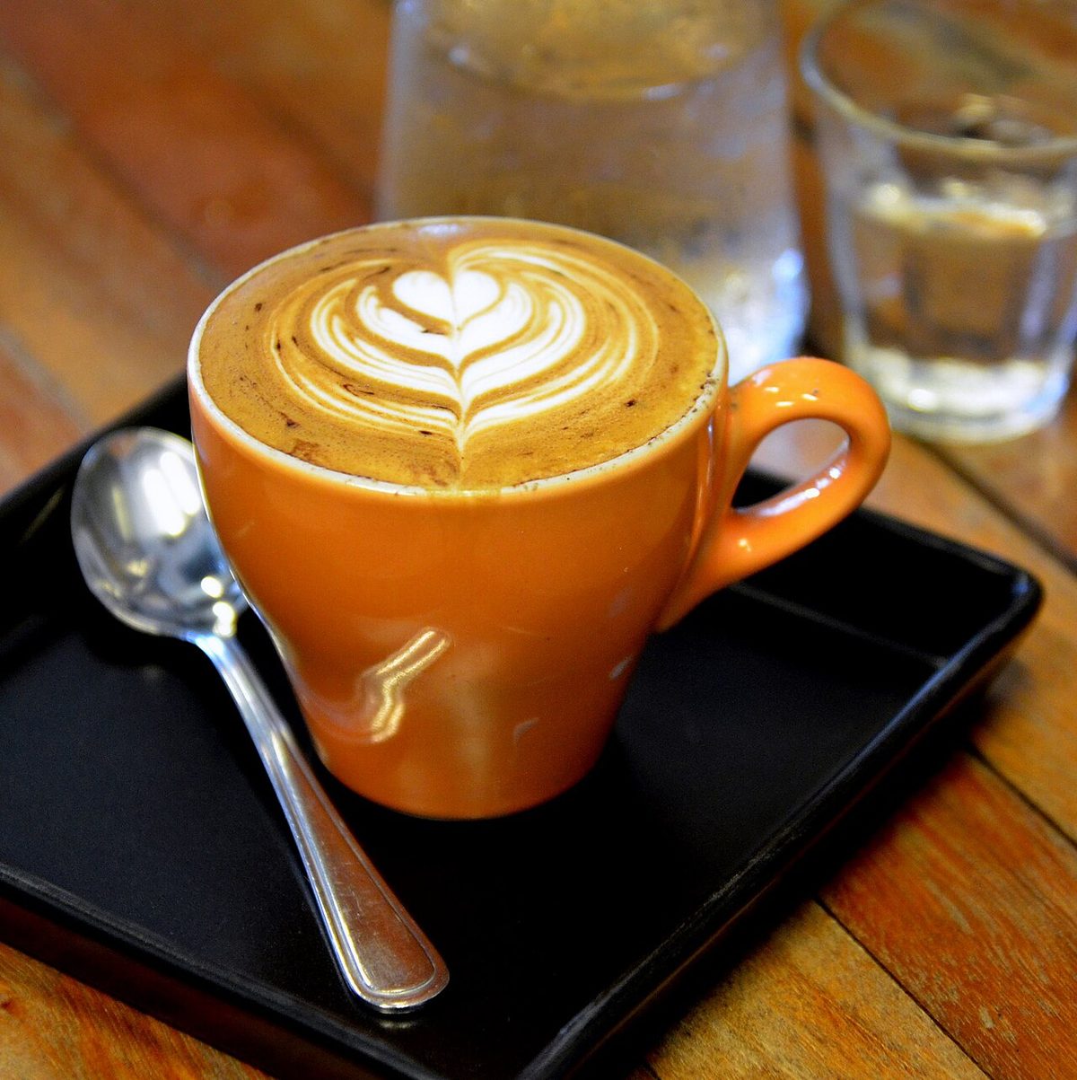 Latte art on a cappuccino